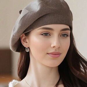 Elegant Taupe Brown Beret for Women